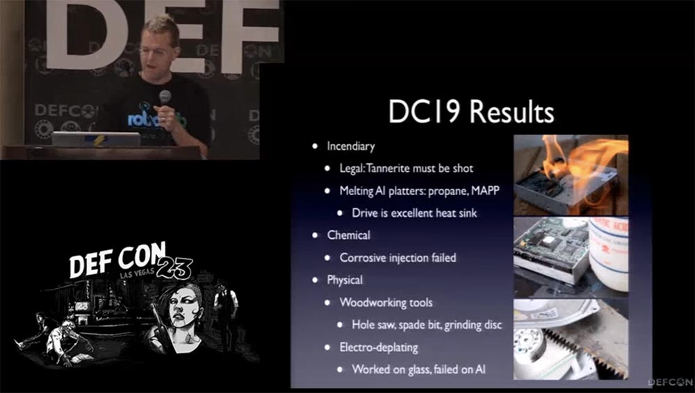 Конференция DEFCON 23. Как я потерял свой второй глаз, или дальнейшие исследования в области уничтожении данных. Часть 1 - 3