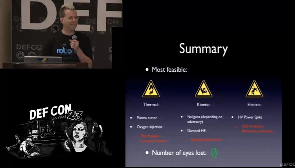 Конференция DEFCON 23. Как я потерял свой второй глаз, или дальнейшие исследования в области уничтожении данных. Часть 2 - 32 Конференция DEFCON 23. Как я потерял свой второй глаз, или дальнейшие исследования в области уничтожении данных. Часть 2 - 32