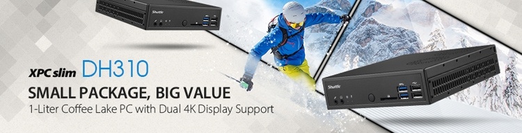 Неттоп Shuttle DH310 выполнен в корпусе объёмом 1,3 литра Неттоп Shuttle DH310 выполнен в корпусе объёмом 1,3 литра