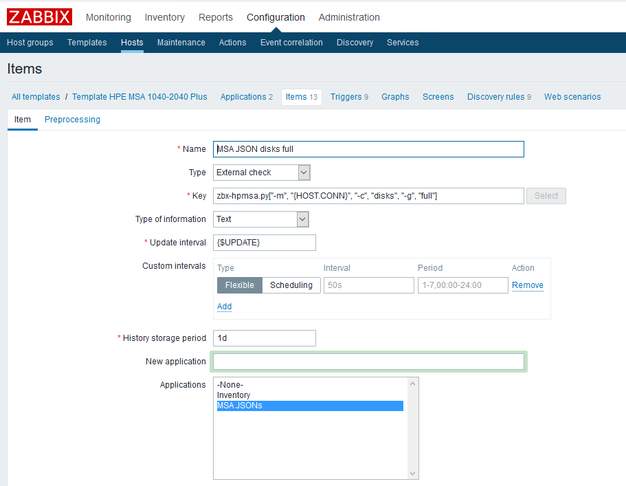 Использование Dependent items в Zabbix 4.0 на примере HPE MSA 2040-2050 - 2