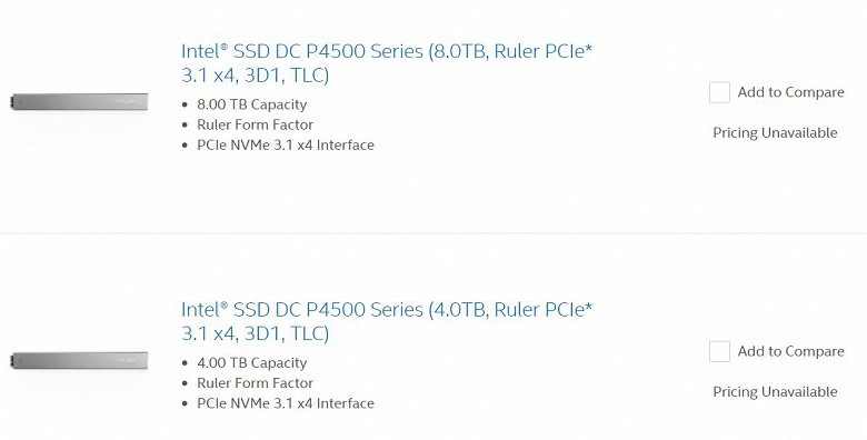 Представлен самый вместительный SSD Intel — «линейка» DC P4500 объемом 32 ТБ