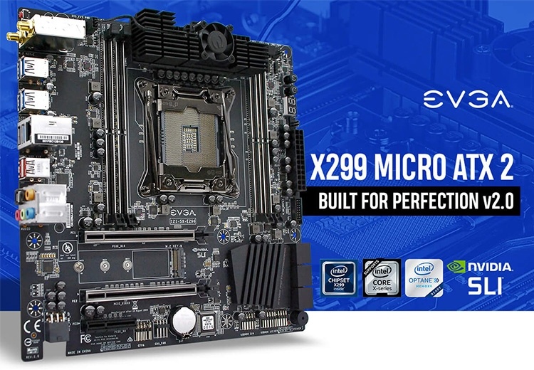 Плата EVGA X299 Micro ATX 2 оснащена активным охлаждением