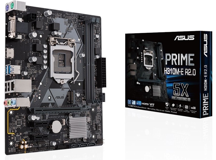 Плата ASUS Prime H310M-E R2.0 выполнена в формате Micro-ATX