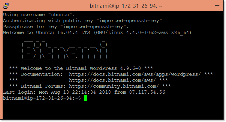 Пошаговая инструкция по восстановлению доступа к Linux Amazon EC2 инстансу при потере pem-файла - 14 Успешный вход на сервер