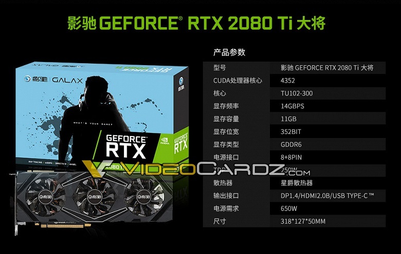 Galax GeForce RTX 2080 Ti: характеристики