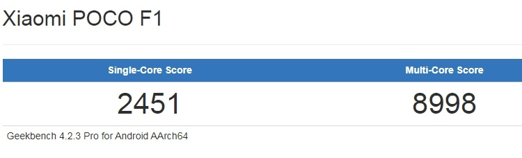 Смартфон Xiaomi Pocophone F1 показался в бенчмарке с 8 Гбайт ОЗУ