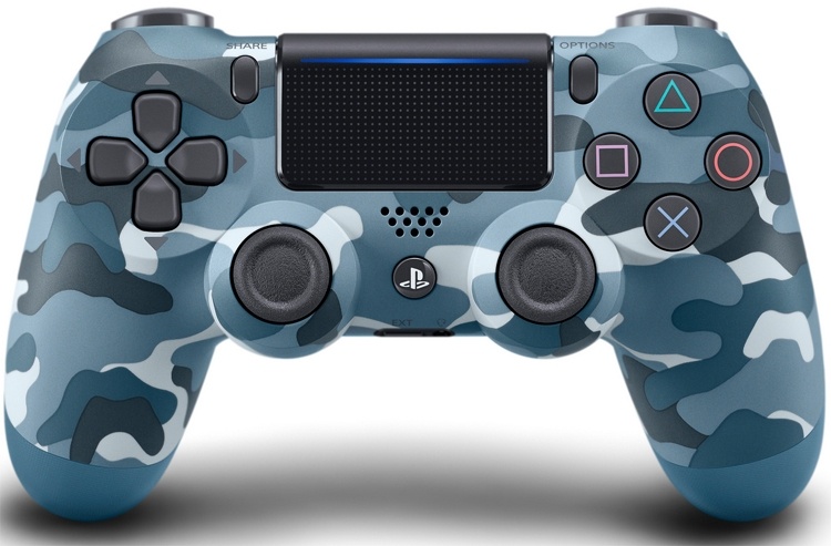 Трио PlayStation-контроллеров Dualshock 4 в оригинальном исполнении