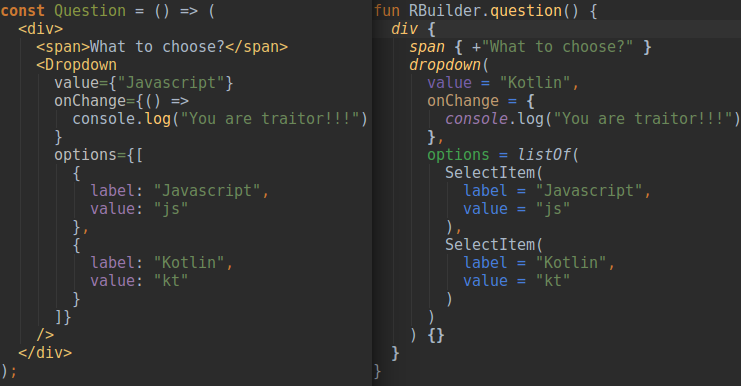 Kotlin + React vs Javasript + React - 1