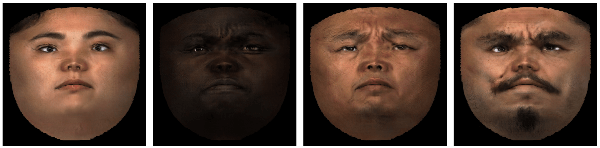 Facial textures synthesized by GAN