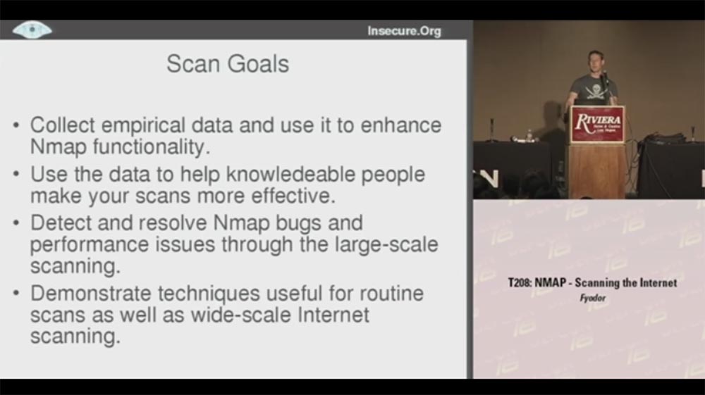 Конференция DEFCON 16. Фёдор, хакер InSecure.org. NMAP-cканирование Интернет - 2 Конференция DEFCON 16. Фёдор, хакер InSecure.org. NMAP-cканирование Интернет - 2