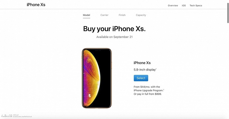 Iphone Xs замечен на официальном сайте Apple