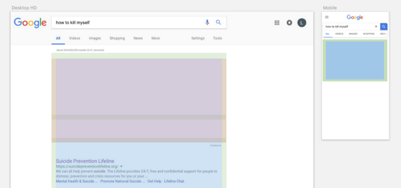 Превентивный интерфейс: редизайн страницы поисковой выдачи Google по суицидальным запросам - 11