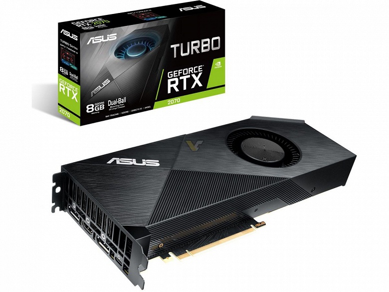 3D-карта Asus GeForce RTX 2070 Turbo с одним вентилятором занимает в корпусе ПК два слота 