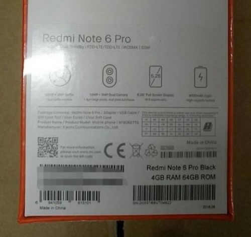 Смартфон Xiaomi Redmi Note 6 Pro получит четыре камеры