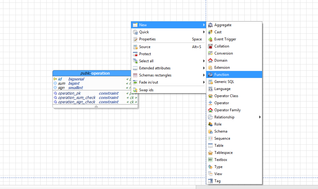 Создание триггерной функции в pgModeler - 2 Создание триггерной функции в pgModeler - 2