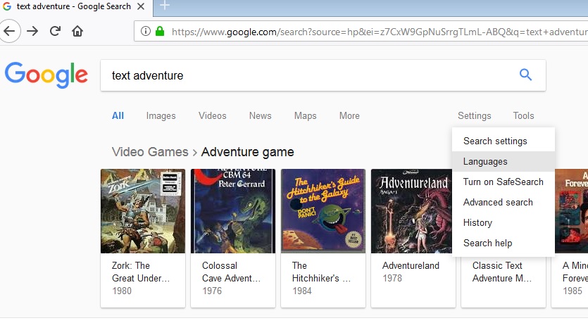 Пасхалка-текстовая RPG в коде поисковика Google - 5