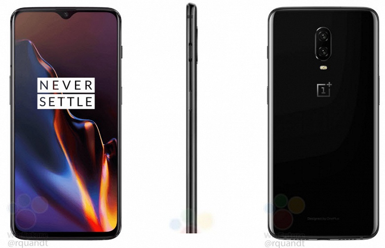 На официальных рендерах OnePlus 6T смартфон снова имеет &laquo;бровь&raquo;