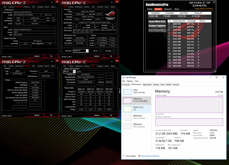 G.Skill демонстрирует комплекты модулей памяти DDR4-4800 и DDR4-4500 объемом 16 и 32 ГБ соответственно для плат на чипсете Intel Z390