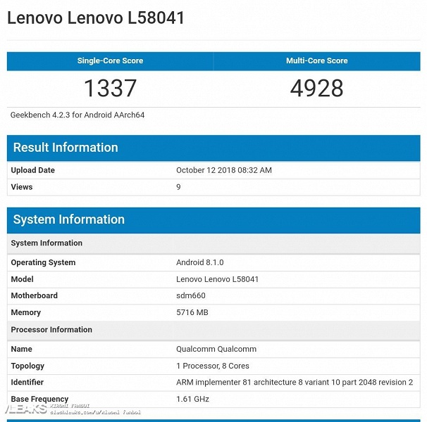 Lenovo S5 Pro в бенчмарке Geekbench