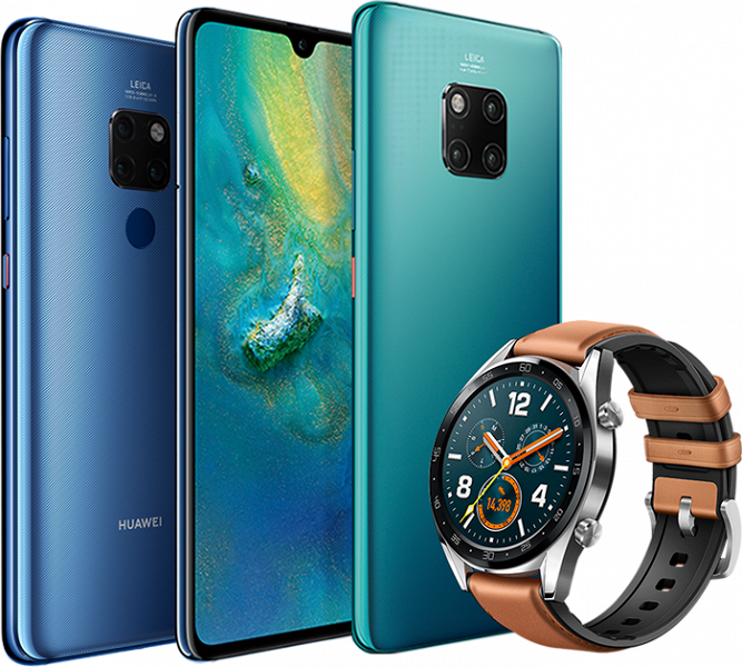 Флагманы Huawei Mate 20 и Mate 20 Pro красуются на новом изображении вместе с часами Huawei Watch GT. Новые детали