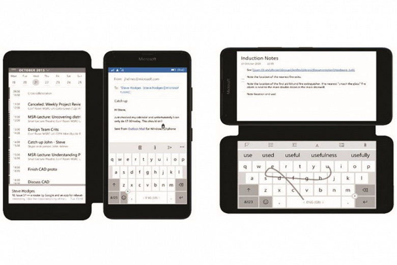 Microsoft работала над смартфоном, который был оснащен дополнительным экраном в чехле-обложке