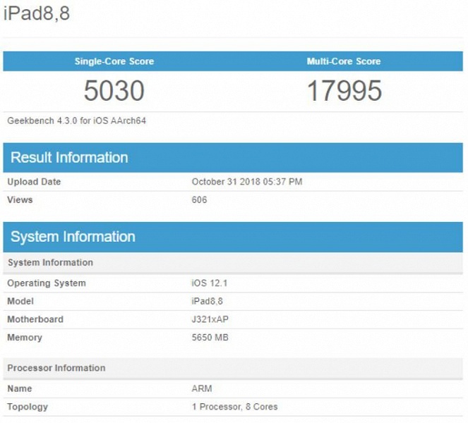 Однокристальная система Apple A12X, на которой построены новые iPad Pro, установила рекорд в бенчмарке Geekbench