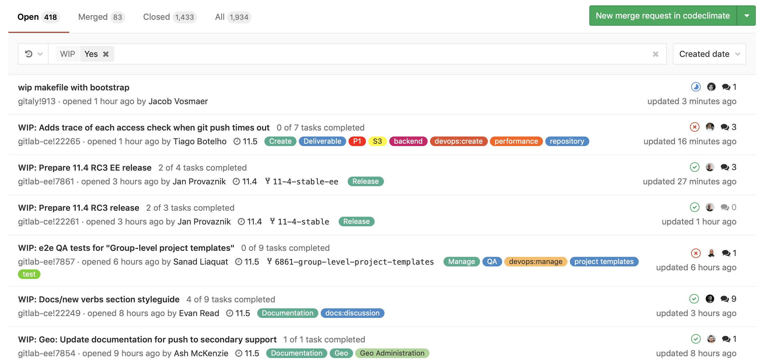 Filter by WIP merge requests