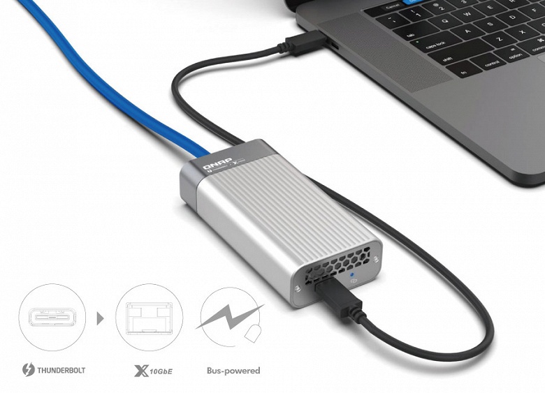 Адаптеры серии QNAP QNA преобразуют порты Thunderbolt 3 в 10GbE