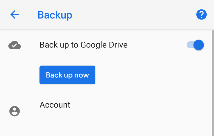 В Android появилась возможность вручную выполнить резервное копирование на Google Drive