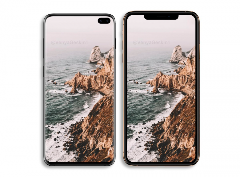 Смартфоны Samsung Galaxy S10+ и iPhone XS Max можно сравнить на новом изображении - 1 Смартфоны Samsung Galaxy S10+ и iPhone XS Max можно сравнить на новом изображении