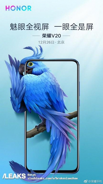 Honor изящно обыграла дырявый экран смартфона Honor View 20 при помощи... экзотических птиц