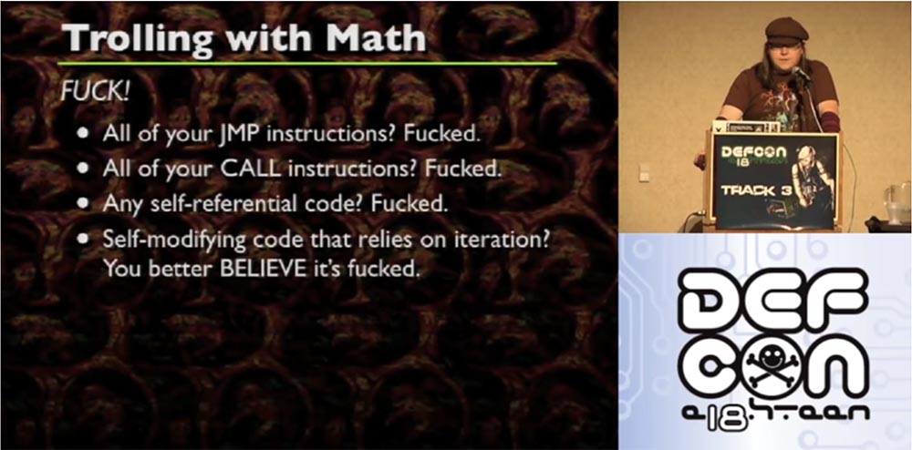 Конференция DEFCON 18. Троллим реверс-инжиниринг с помощью математики - 9 Конференция DEFCON 18. Троллим реверс-инжиниринг с помощью математики - 9