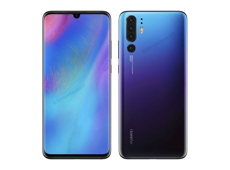 Смартфон Huawei P30 Pro представили на рендере