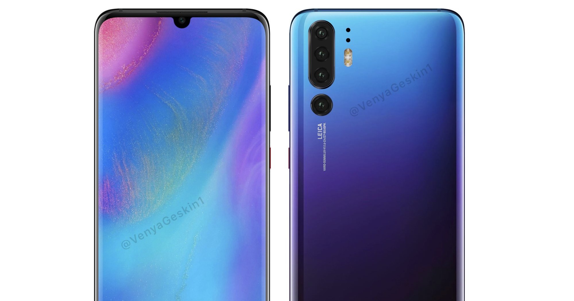 Смартфон Huawei P30 Pro представили на рендере