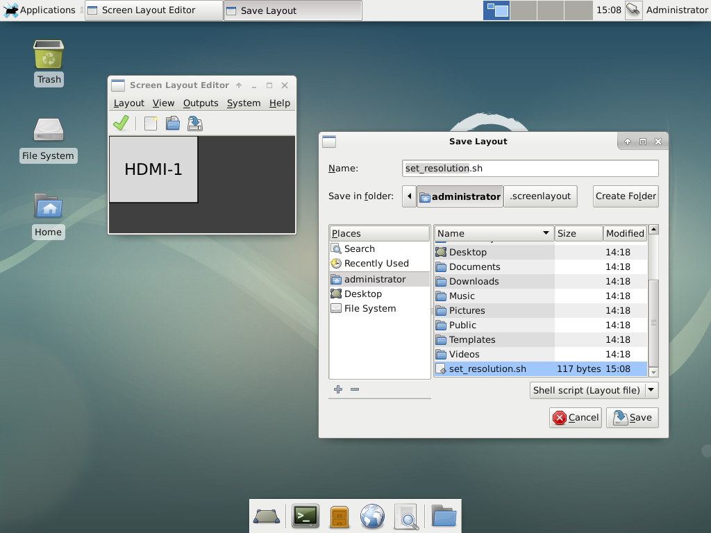 Развёртывание встраиваемой системы на базе Windows и Linux - 4 Screen parameters set_resolution.sh