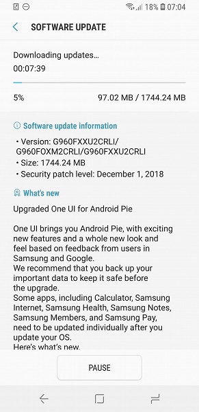Вышла стабильная версия Android Pie с оболочкой One UI для смартфонов Samsung Galaxy S9 и Galaxy S9+