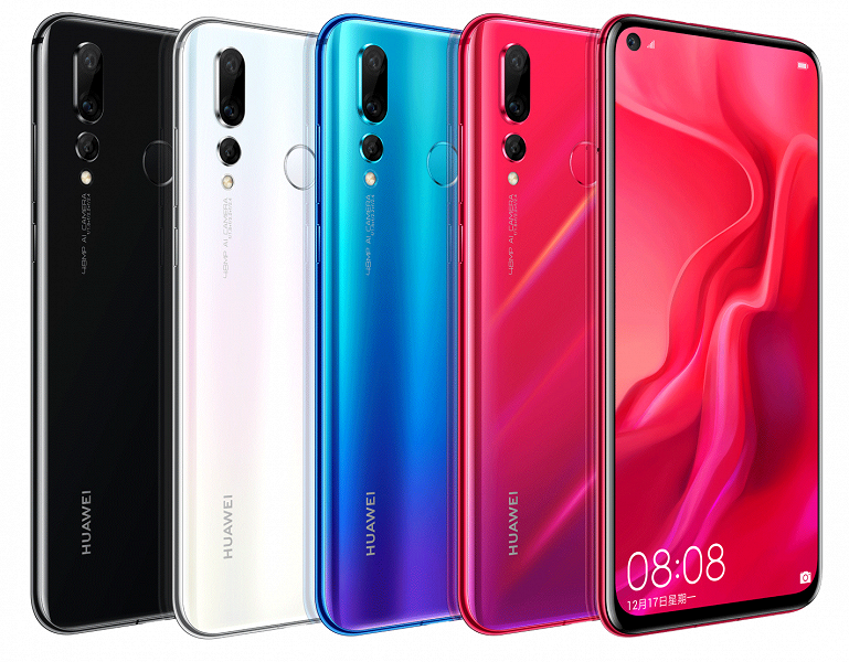 Поступил в продажу смартфон Huawei Nova 4 самой маленькой в мире фронтальной камерой и 48-мегапиксельная основной 