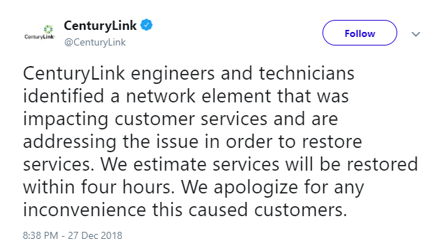 Авария в Дата-центре CenturyLink вызвала перебои в работе службы 911 - 2