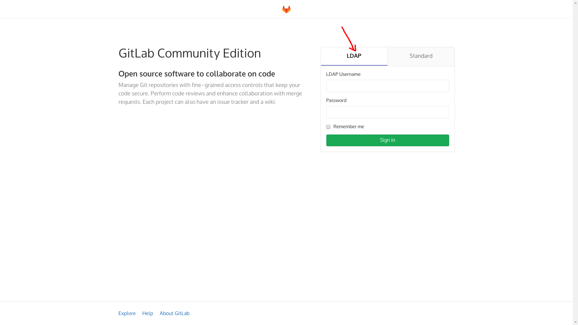 Вход в Gitlab