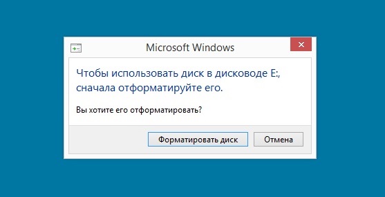 Windows предлагает отформатировать