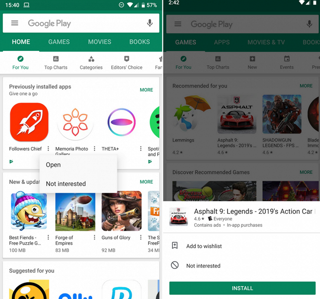 Google тестирует обновленный интерфейс Google Play