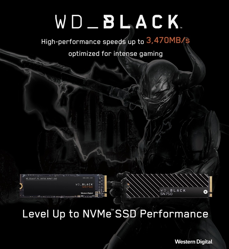 WD Black SN750 NVMe SSD: быстрые накопители ёмкостью до 2 Тбайт для игровых ПК