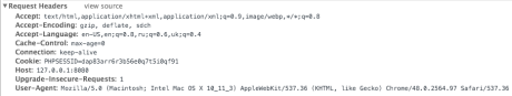 Browser request with cookie