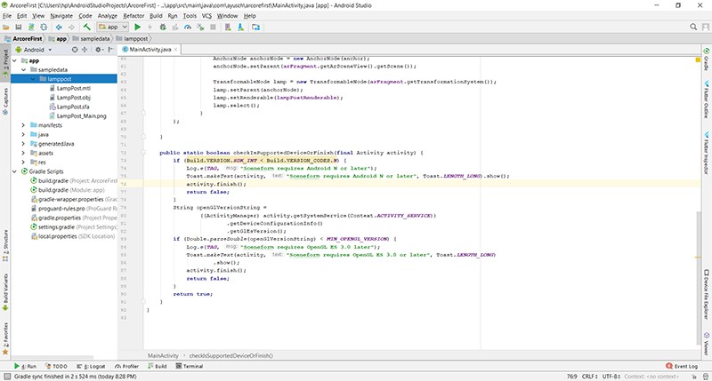 Создание вашего первого ARCore-приложения - 3 Путь к 3D-модели