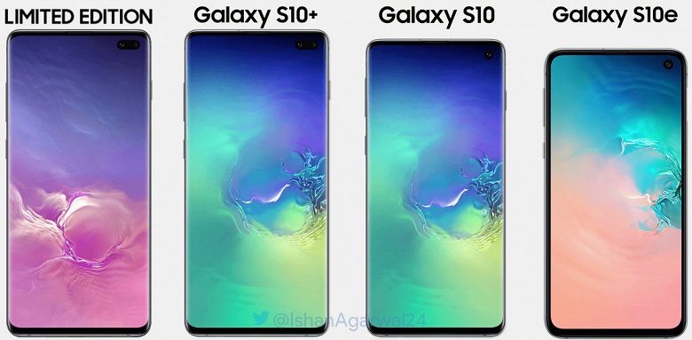 Семейное фото: флагманские смартфоны Samsung Galaxy S10+, S10 и S10e сравнили по размеру