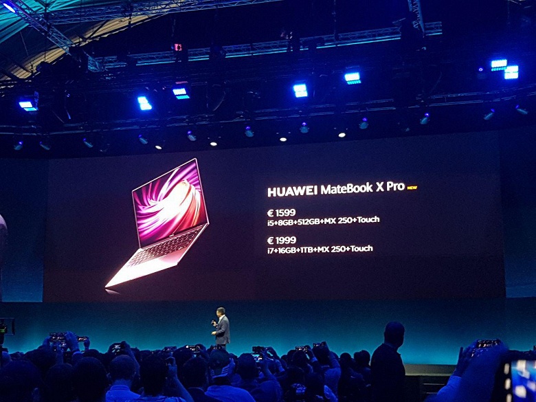 Huawei представила ноутбук MateBook X Pro нового поколения: платформа Intel Whiskey Lake-U, GPU GeForce MX250 и технология OneHop за 1600 евро