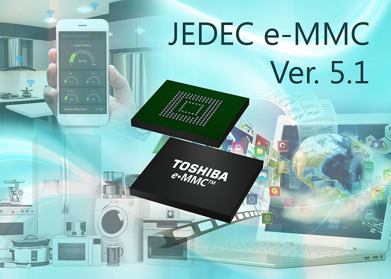 Toshiba представляет встраиваемые накопители, соответствующие спецификации eMMC 5.1