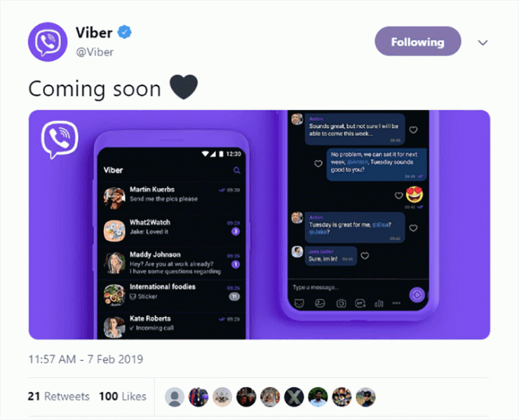 Мессенджер Viber получил тёмную тему и долгожданный нормально работающий поиск