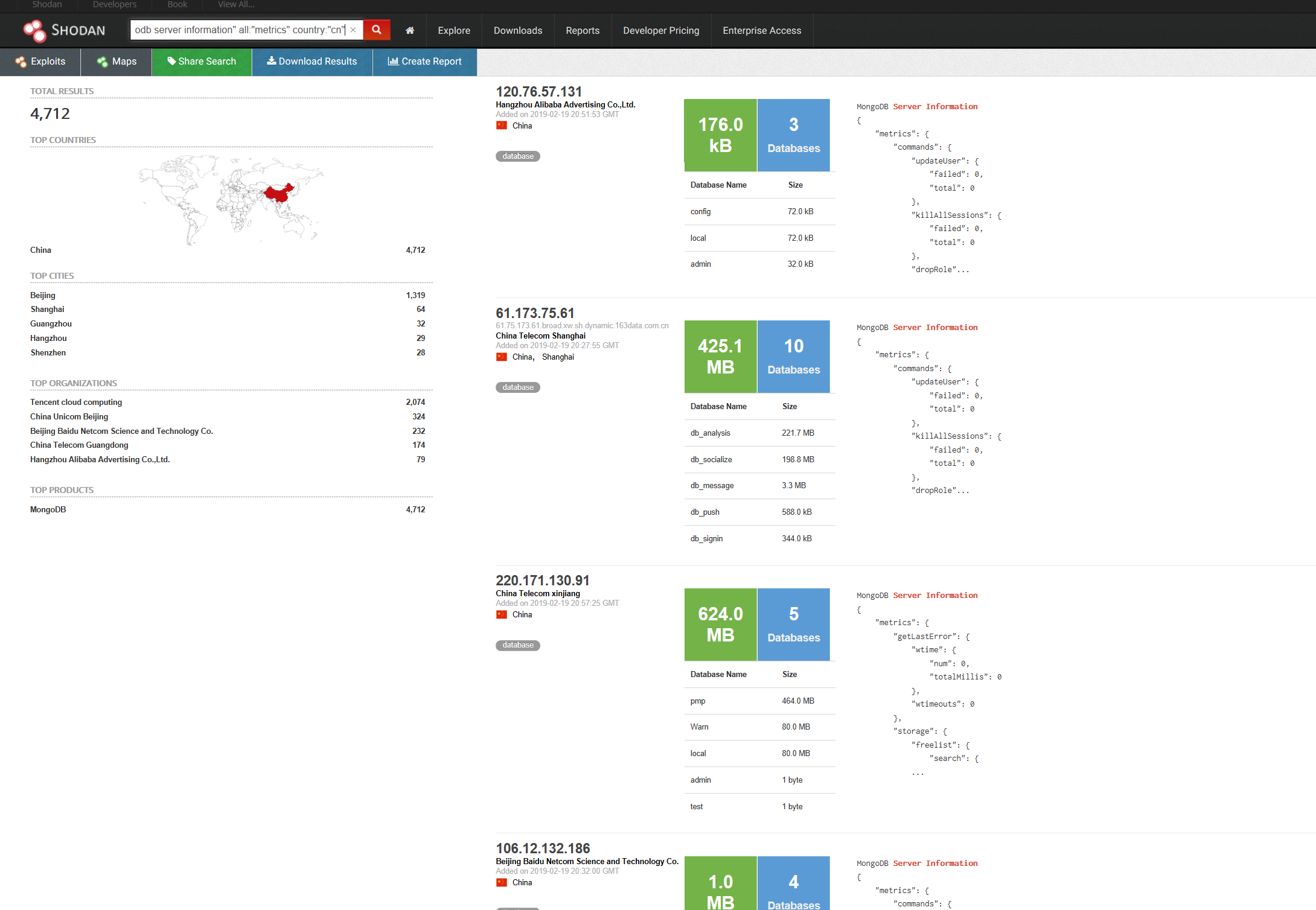 How to Discover MongoDB and Elasticsearch Open Databases - 4