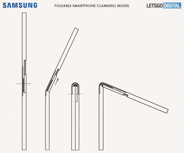 Патент Samsung: компактная «раскладушка» с гибким экраном наружу и сложной петлёй